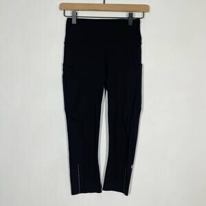 Lululemon Fast And Free Crop Leggings Size 4 Black Activewear Lulu Workout